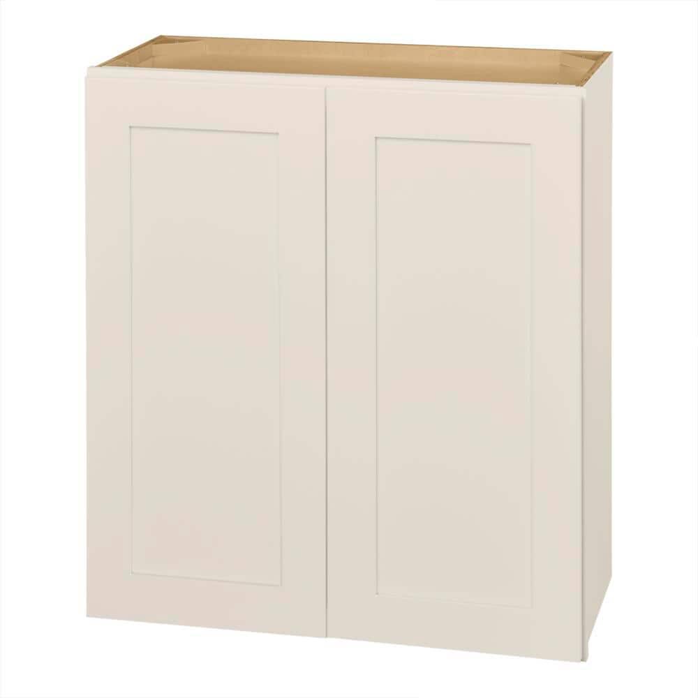 Hampton Bay Avondale 27 in. W x 12 in. D x 42 in. H Ready to Assemble Plywood Shaker Wall Kitchen Cabinet in Antique White