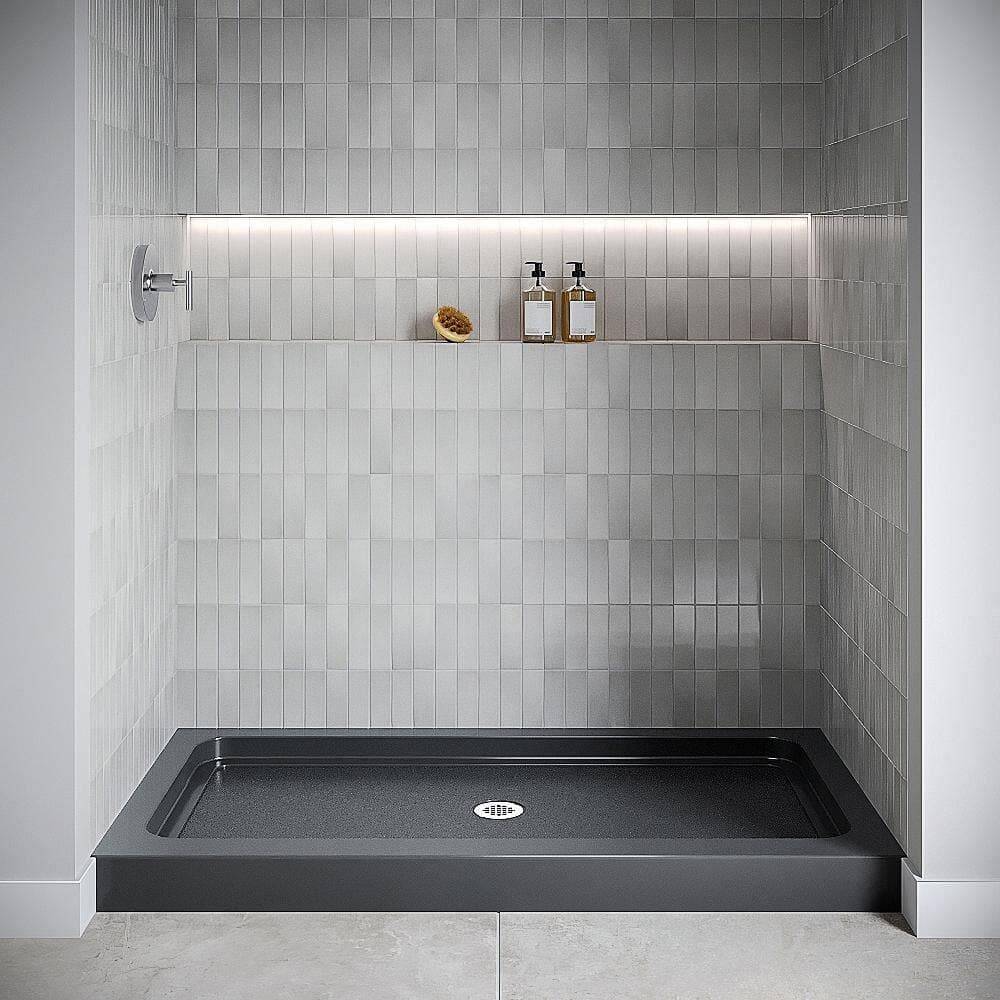 Streamline GB-2516-68-BL 60 in. 32 in. Alcove Acrylic Shower Pan Base with Drain, Drain Included (2)