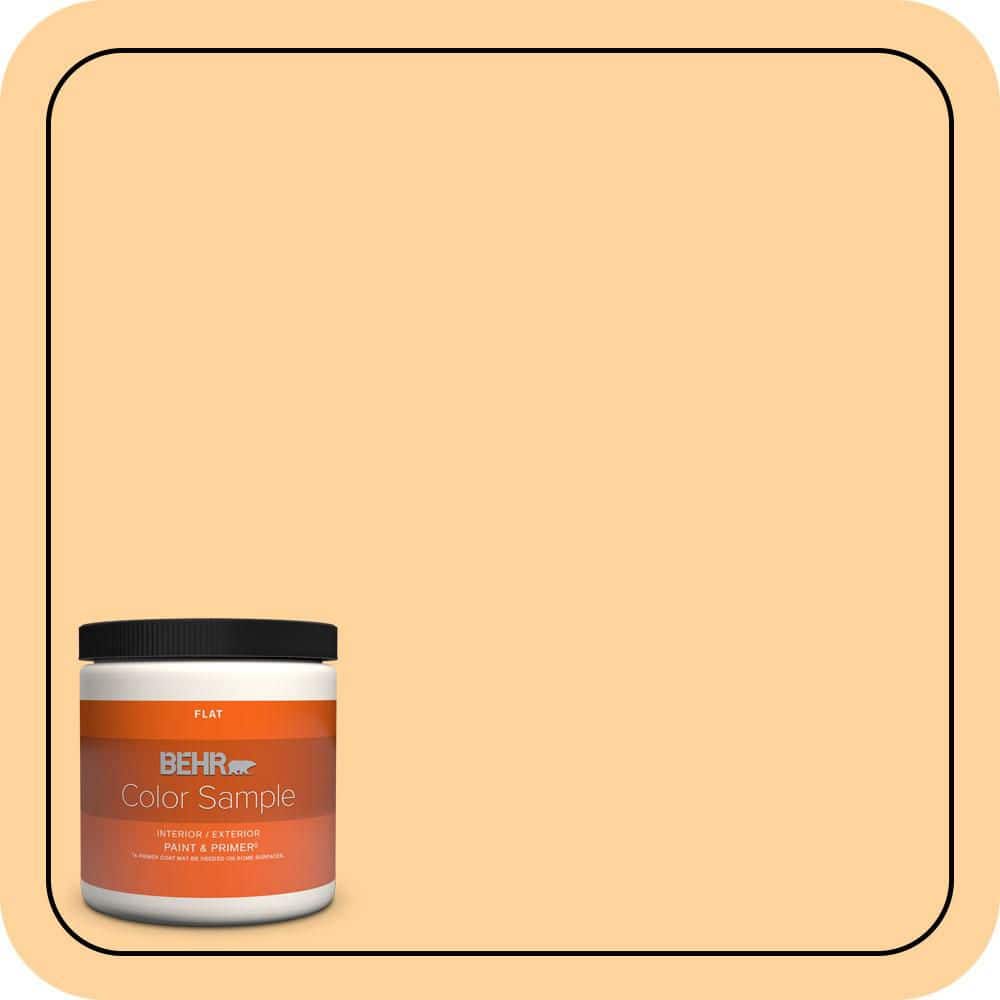 BEHR PREMIUM PLUS 8 oz. #P240-3 Mango Nectar Flat Interior/Exterior Paint & Primer Color Sample