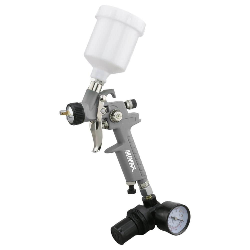NuMax Pneumatic 0.8 mm Tip Mini HVLP Gravity Feed Spray Gun with 125 cc Plastic Cup