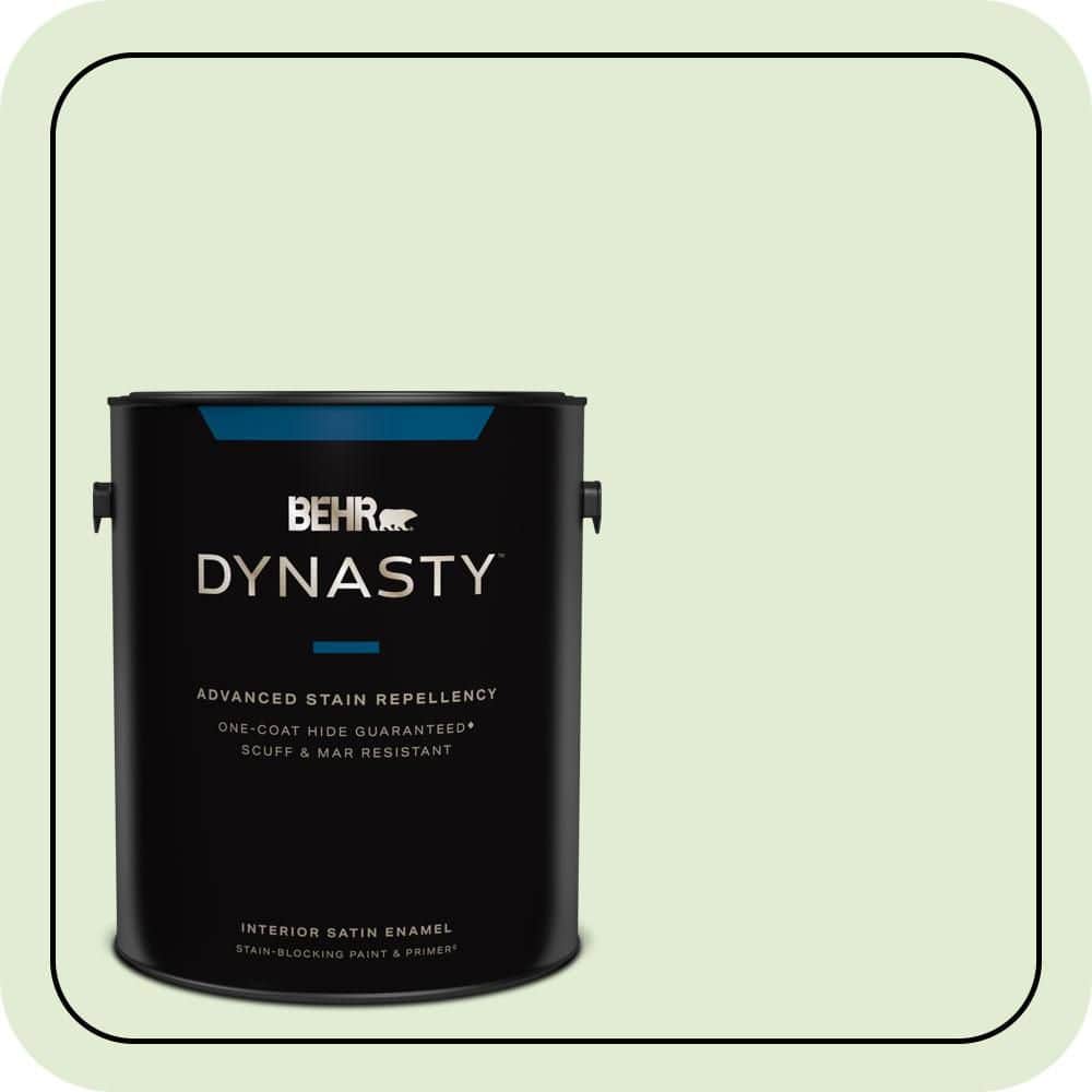 BEHR DYNASTY 1 gal. #P380-2 Misted Fern Satin Enamel Interior Stain-Blocking Paint and Primer