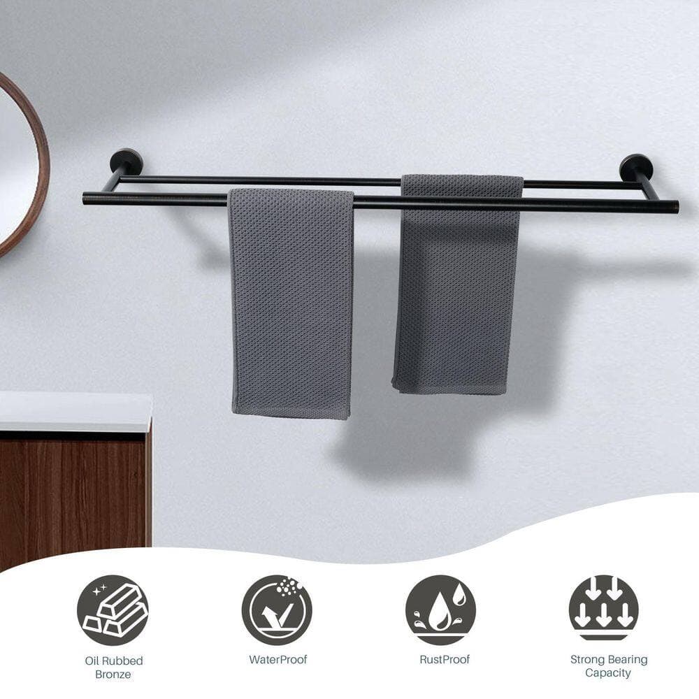 WOWOW Stainless Steel Double Towel Bars for Bathroom, Wall Mount Towel Holder (4)