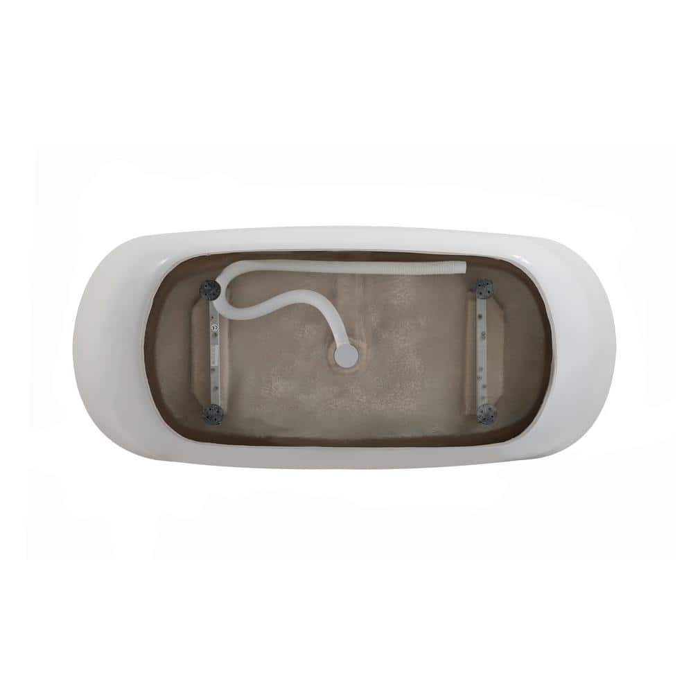 Unbranded Timeless Home 67 in. x 31 in. Soaking Bathtub with Center Drain in Glossy White with Brushed Nickel Trim (3)
