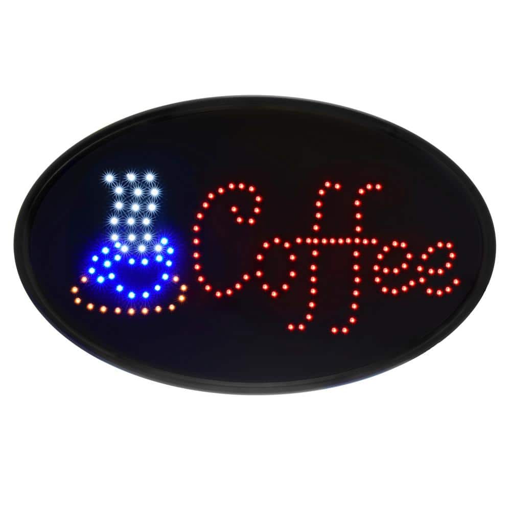 Alpine Industries 23 in. x 14 in. LED Oval Coffee Sign