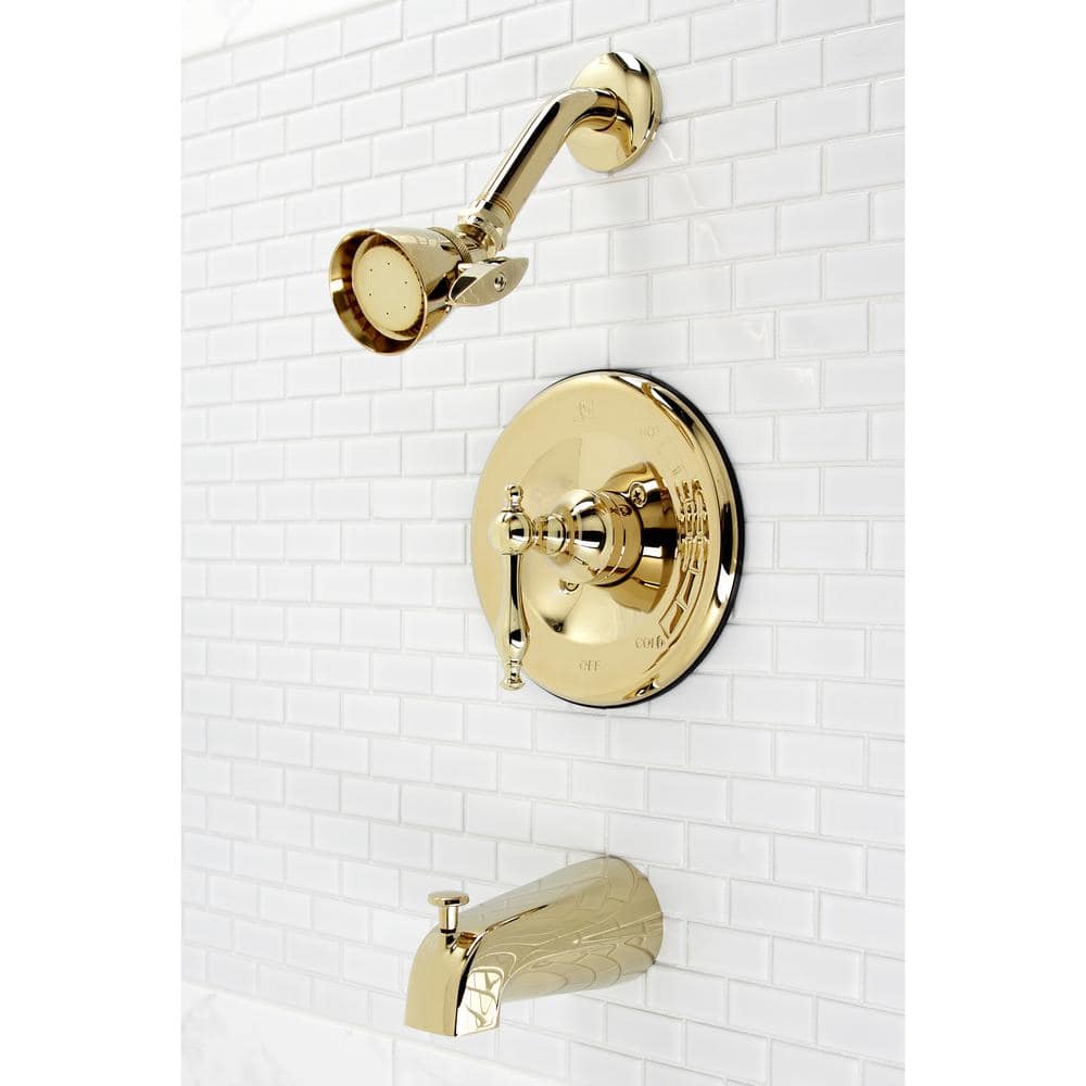 Kingston Brass Single Handle Single Handle 1-Spray Tub and Shower Faucet 2 GPM with Pressure Balance in Polished Brass (2)