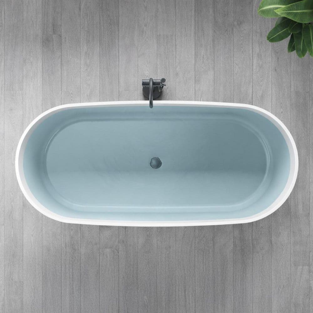 Universal Tubs Precious Stone 6 ft. Artificial Stone Center Drain Oval Bathtub in White (3)