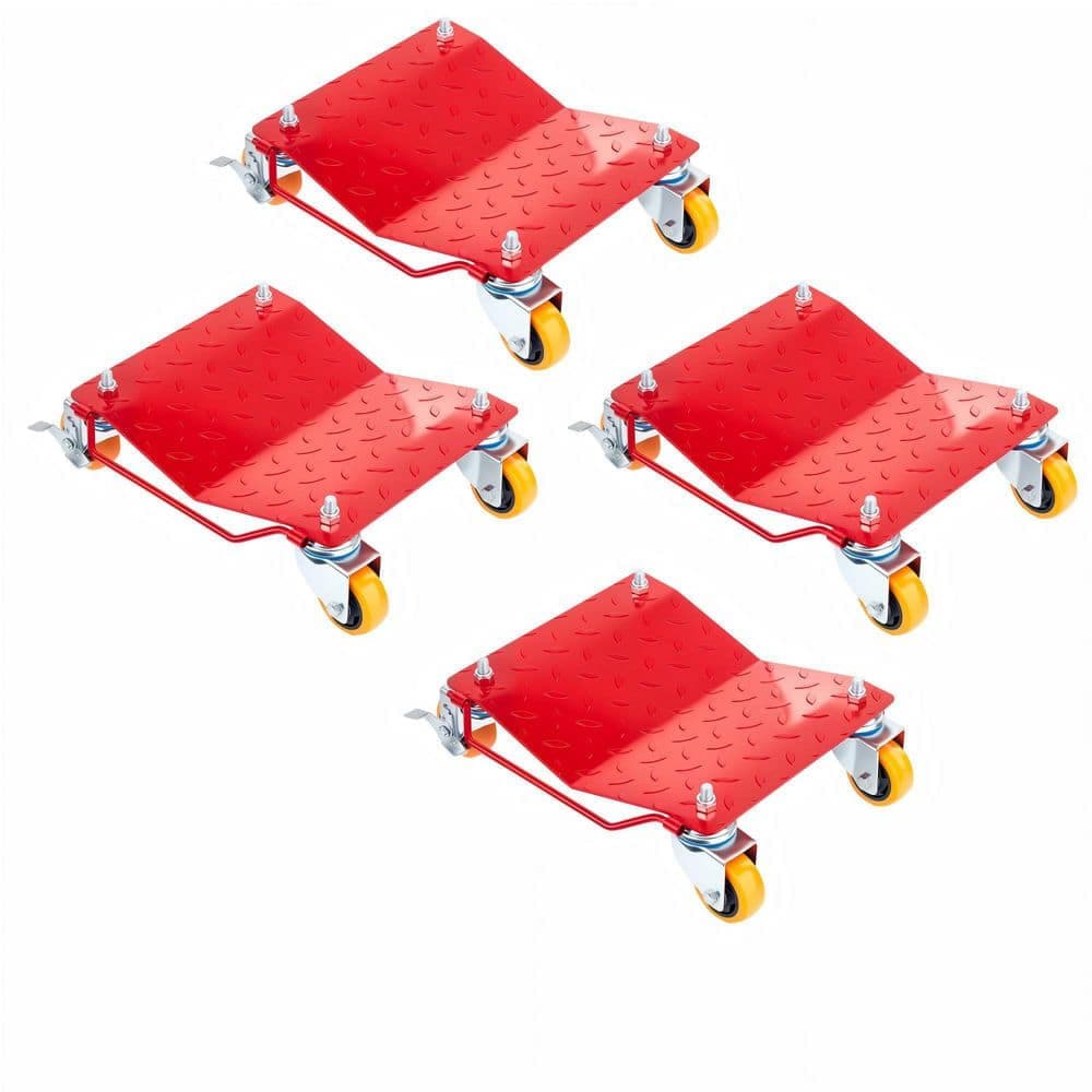 Tatayosi 5500 lbs. Tire Wheel Dolly Car Set of 4, Heavy Duty Robust and Durable Steel Car Mover,Red (1)