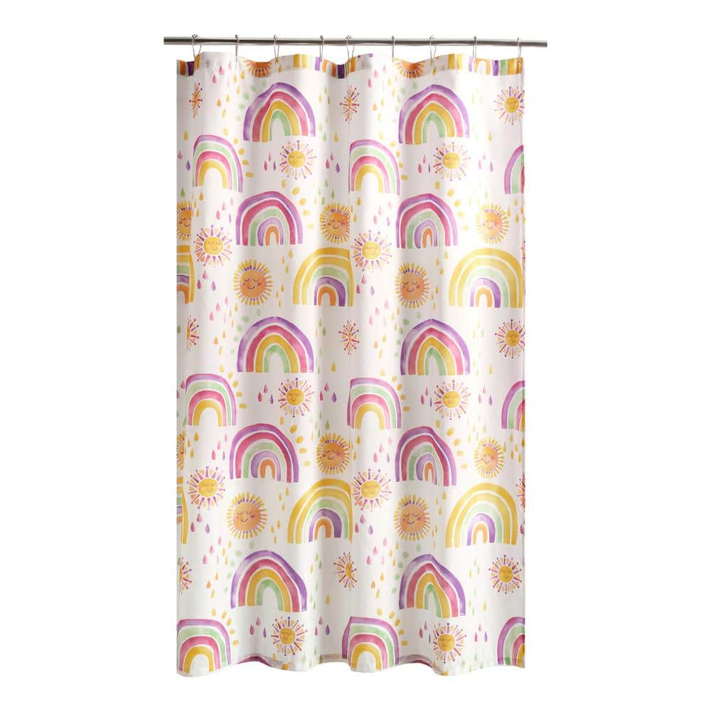 Urban Playground Rainbow and Suns Pink/Purple Polyester Shower Curtain 72x72 in. (1)