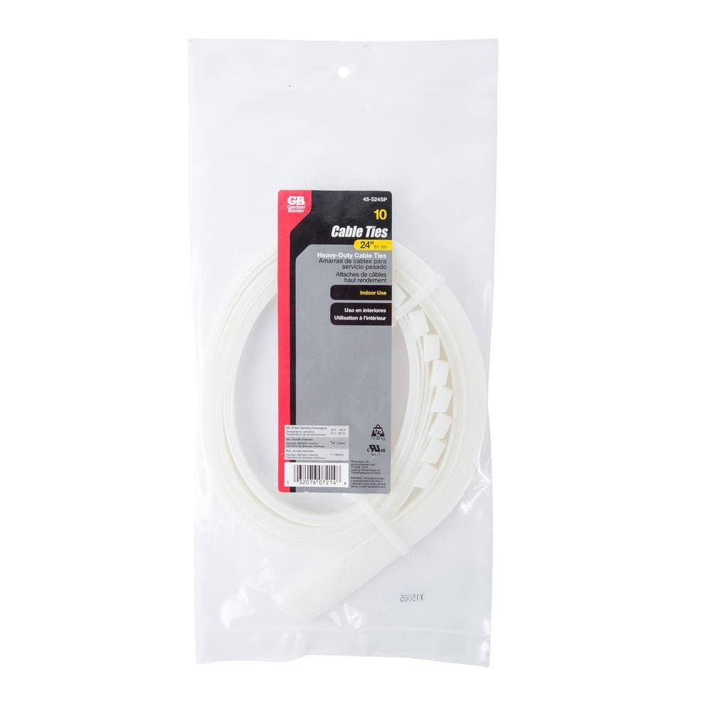Gardner Bender 24 in. Heavy- Duty Cable Tie 175 lb. 10-Pack (Case of 10) (2)