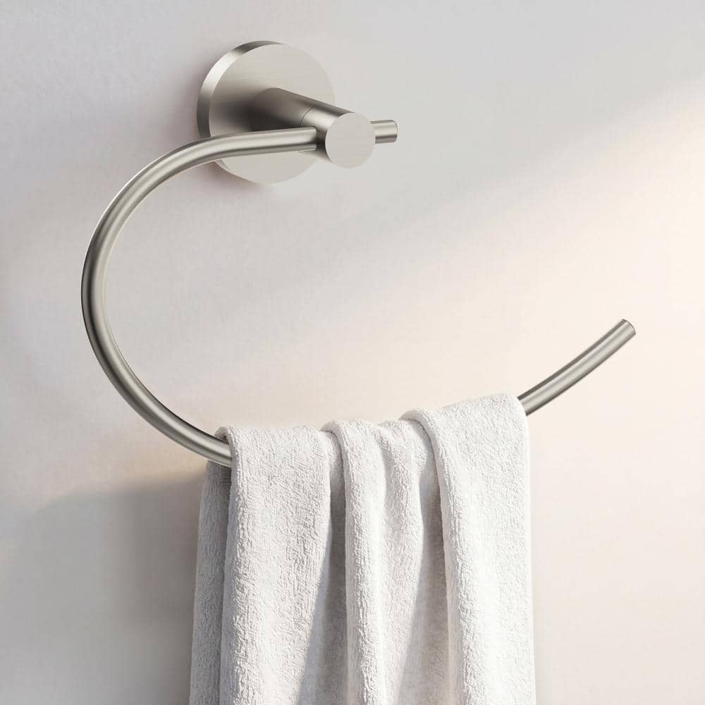 EVERSTEIN Wall Mount Round Open Towel Ring Bath Hardware Accessory in Brushed Nickel (1)