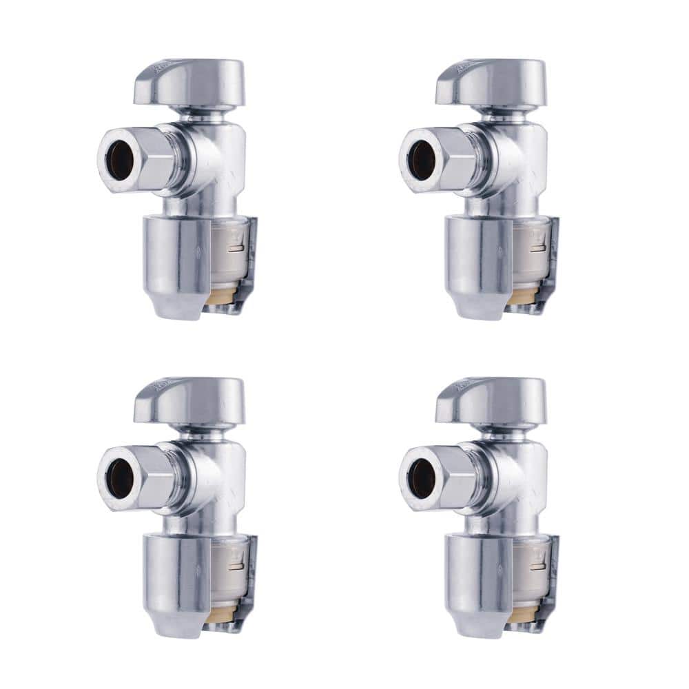 SharkBite Max Push-to-Connect 3/8 in. OD Compression Chrome-Plated Brass Quarter-Turn Stop Valve (1)