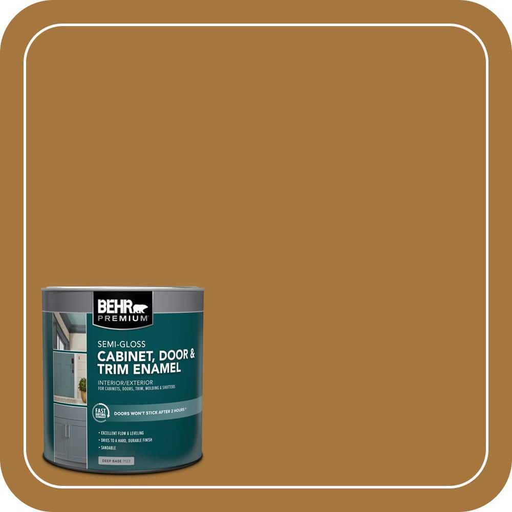 BEHR PREMIUM 1 qt. #MQ4-06 Invitation Gold Semi-Gloss Enamel Interior/Exterior Cabinet, Door & Trim Paint