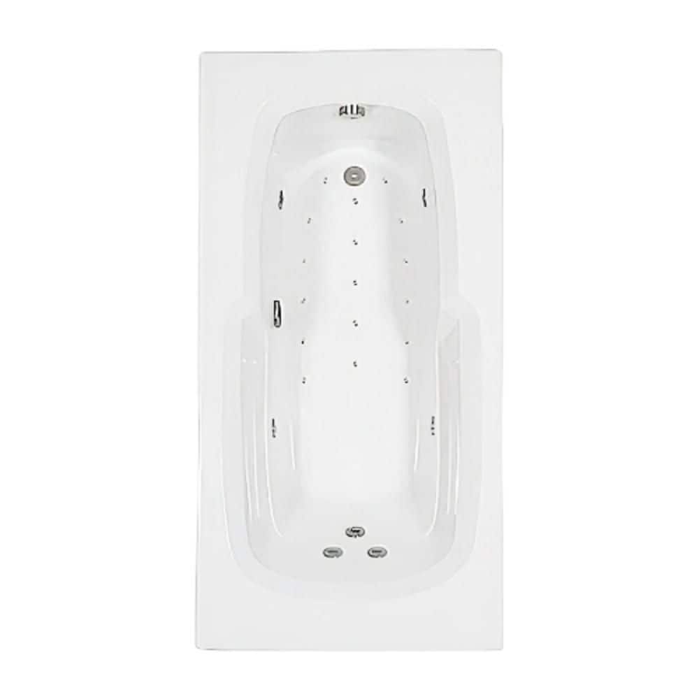 Comfortflo 72 in. x 36 in. Acrylic Rectangular Drop-in Whirlpool and Air Bathtub with Reversible Drain in White