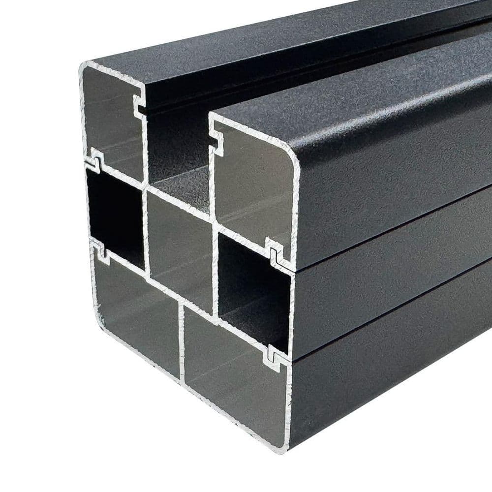 mondaria Composite Fence Series 2.8 in. x 2.8 in. x 8 ft. Aluminum In-Ground Fence Post in Black 2-pack (3)
