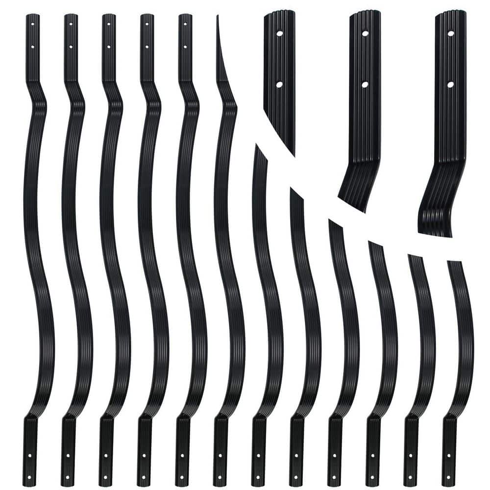 Afoxsos 29.5 in. x 1 in. Unfinished Aluminum Curve Deck Balusters 25-Pack Black Wood Wave Arc Shiny Black Indoor Outdoor (1)