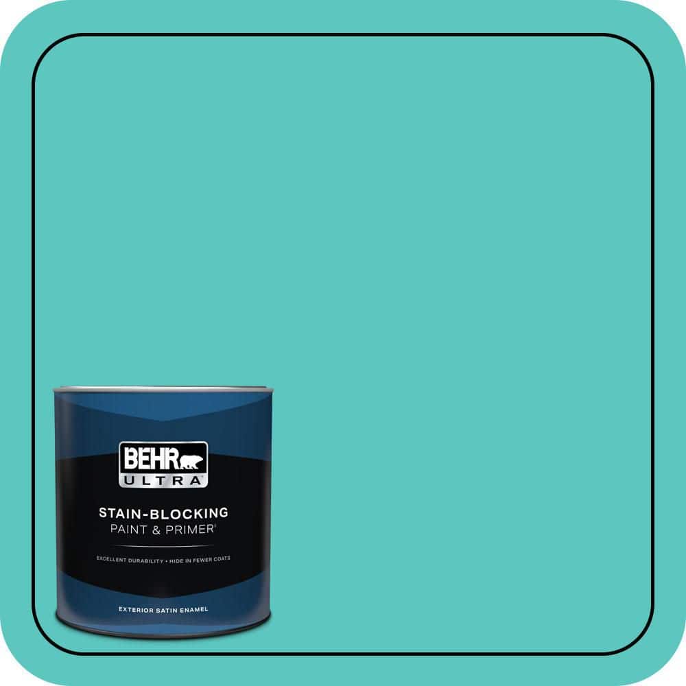 BEHR ULTRA 1 qt. #490B-4 Sea Life Satin Enamel Exterior Paint & Primer