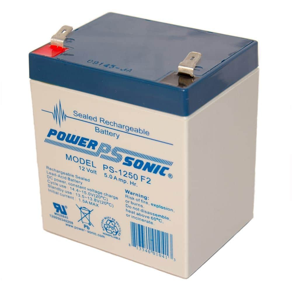 Power-Sonic 12-Volt 5 Ah F2 Terminal Sealed Lead Acid (SLA) Rechargeable Battery (2)