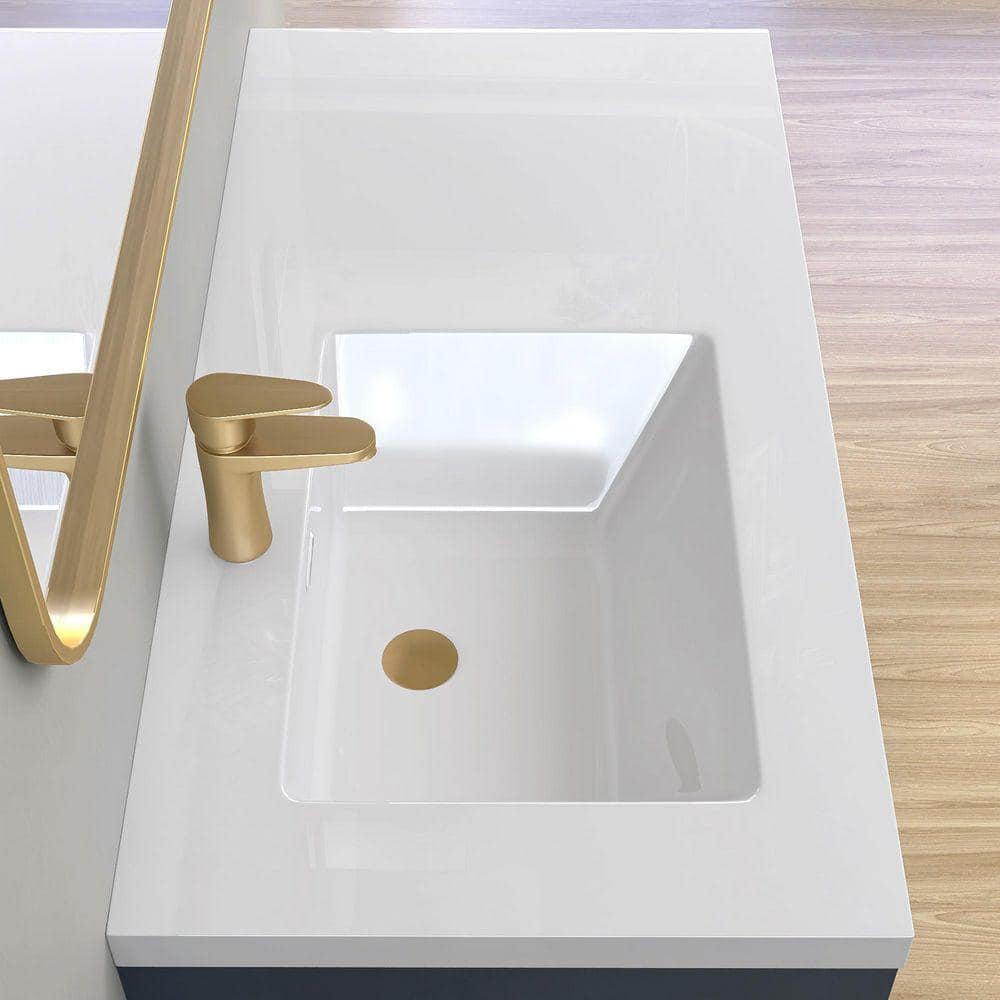 NTQ 42 in. W x 22 in. D Rectangular Single Sink Bathroom Vanity Top White Solid Surface Vanity Top in Glossy White (3)
