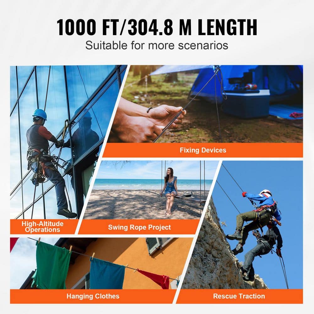 SKYSHALO Durable Nylon Polyester Cord, 3/16 in. x 1000 ft. 720 lbs. Load Capacity, Multi-Purpose Rope for Outdoor, Woven (3)