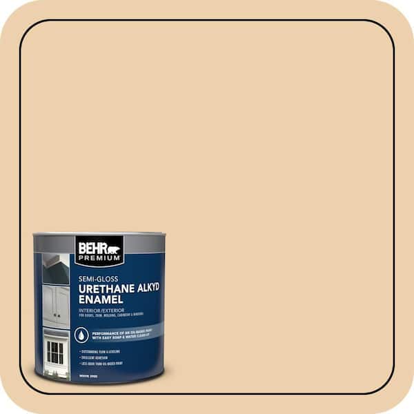 BEHR PREMIUM 1 qt. #MQ3-43 Ceramic Beige Urethane Alkyd Semi-Gloss Enamel Interior/Exterior Paint (2)