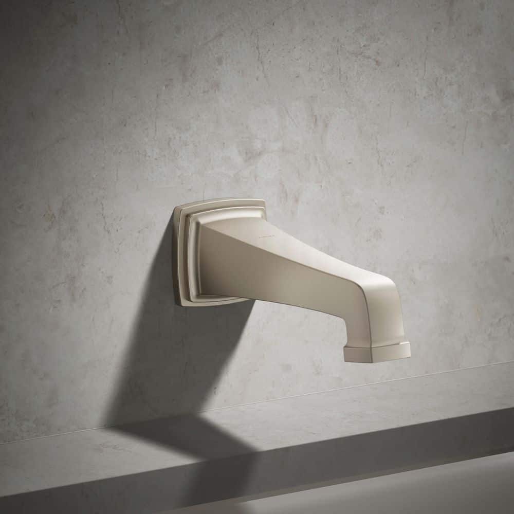 KOHLER Riff Wall Mount Non-Diverter Bath Spout, Vibrant Brushed Nickel (2)