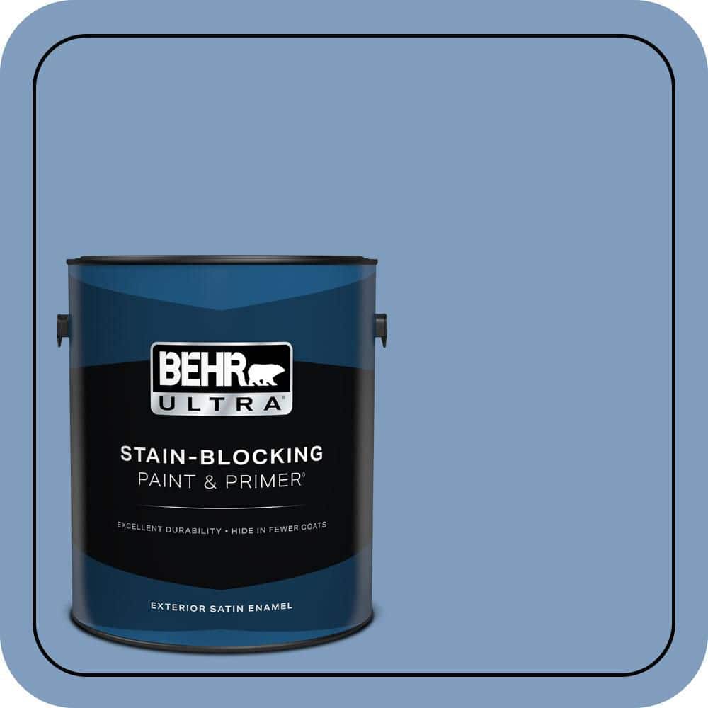 BEHR ULTRA 1 gal. #M530-4 Washed Denim Satin Enamel Exterior Paint & Primer