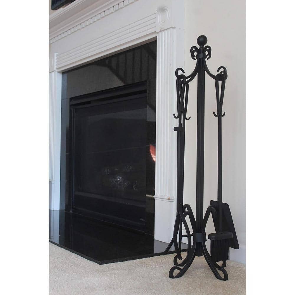Ashman Online 5-Pieces Ashman Fireplace Iron Standing Tools Set with Heavy Crook Handles (2)