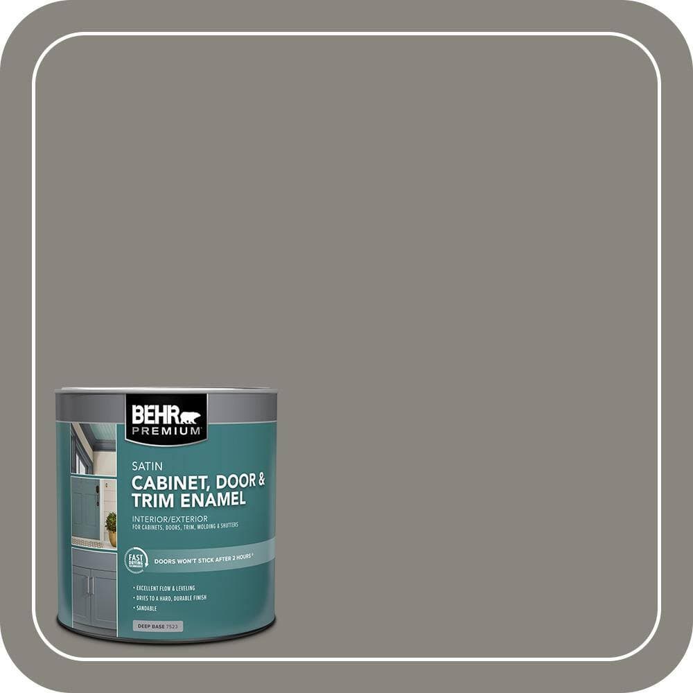 BEHR PREMIUM 1 qt. #SC-137 Drift Gray Satin Enamel Interior/Exterior Cabinet, Door & Trim Paint (1)