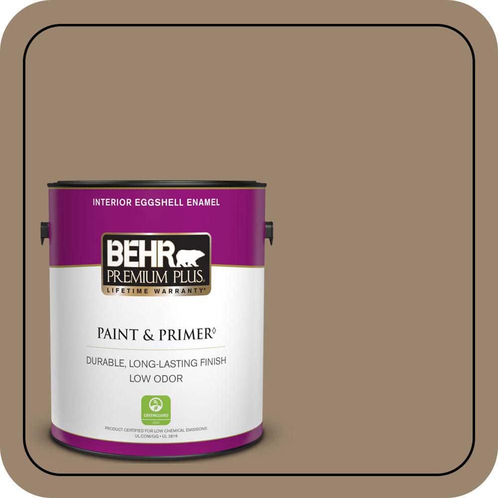 BEHR PREMIUM PLUS 1 gal. #MQ2-48 Sturdy Brown Eggshell Enamel Low Odor Interior Paint & Primer