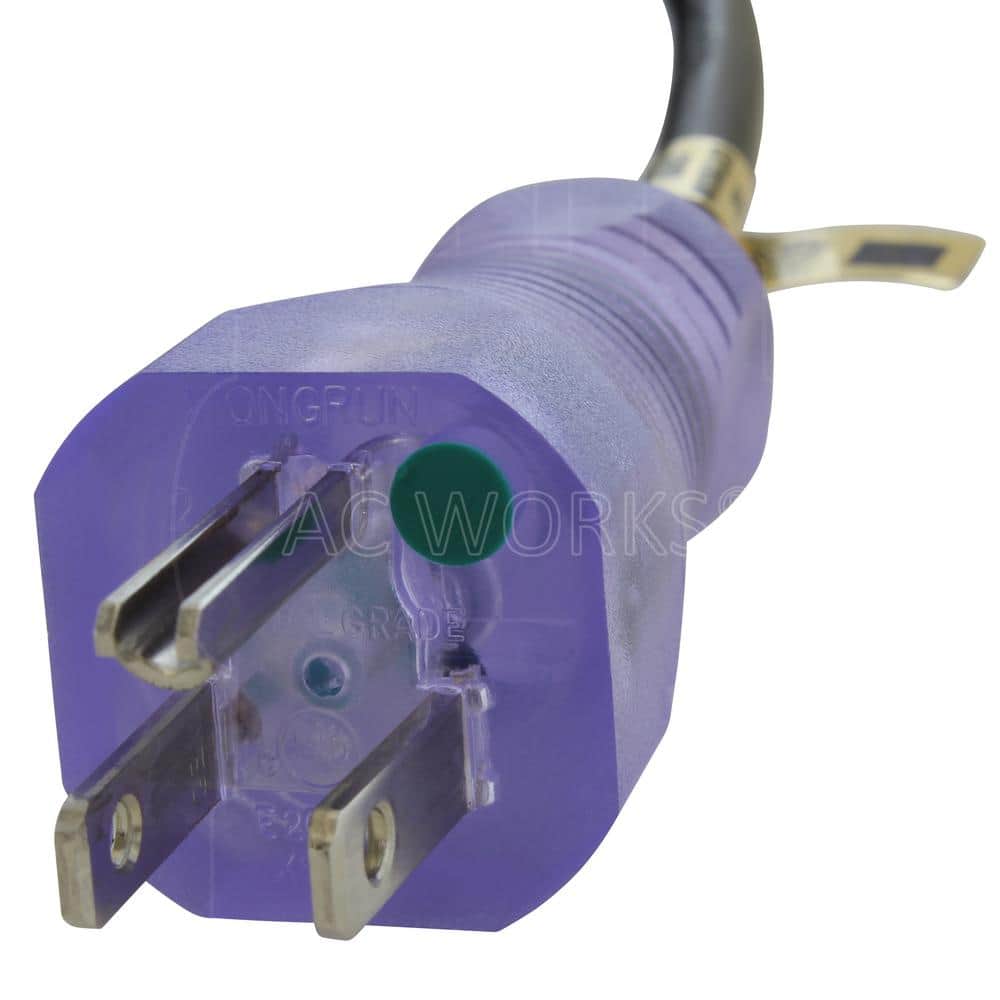 AC WORKS Up to 6.5 ft. 10 Amp 18/3 Coiled Medical Grade Power Cord with Right C13 Connector (3)