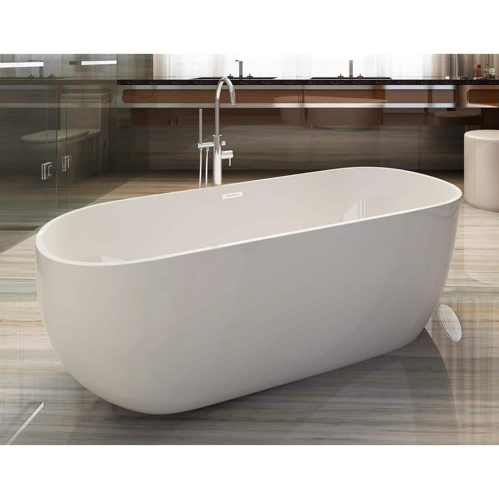 ALFI BRAND AB8838 59 in. Acrylic Flatbottom Bathtub in White (1)