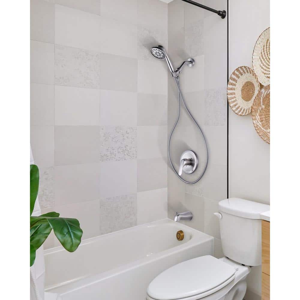 WOWOW Single Handle 8-Spray Patterns Tub and Shower Faucet 1.8 GPM with Corrosion Resistant in Brushed Nickel (Valve Included) (2)
