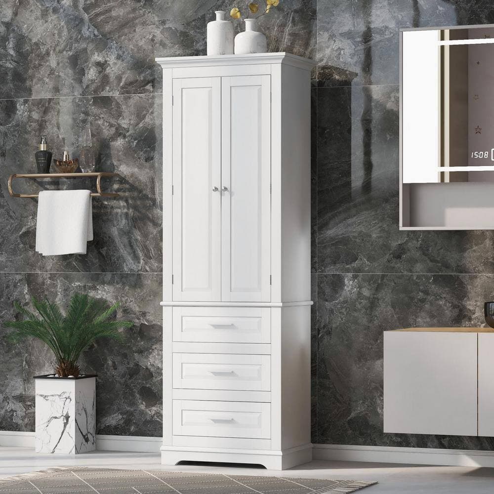 Miscool Anky 24 in. W 15.7 in. D 70 in. H MDF Freestanding Bathroom Storage Linen Cabinet (2)