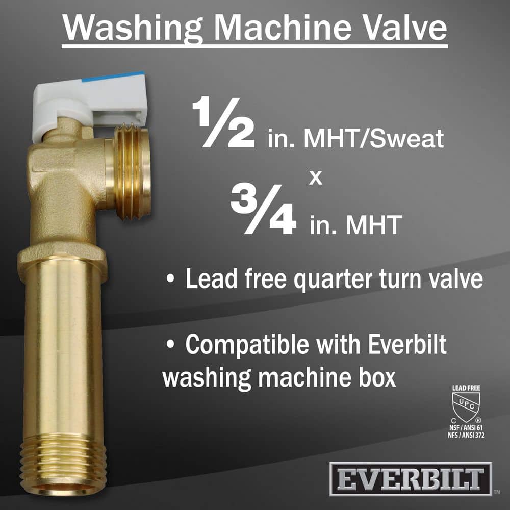 Everbilt 1/2 in. Sweat x 3/4 in. Male Hose Thread Brass Washing Machine Valve (2)