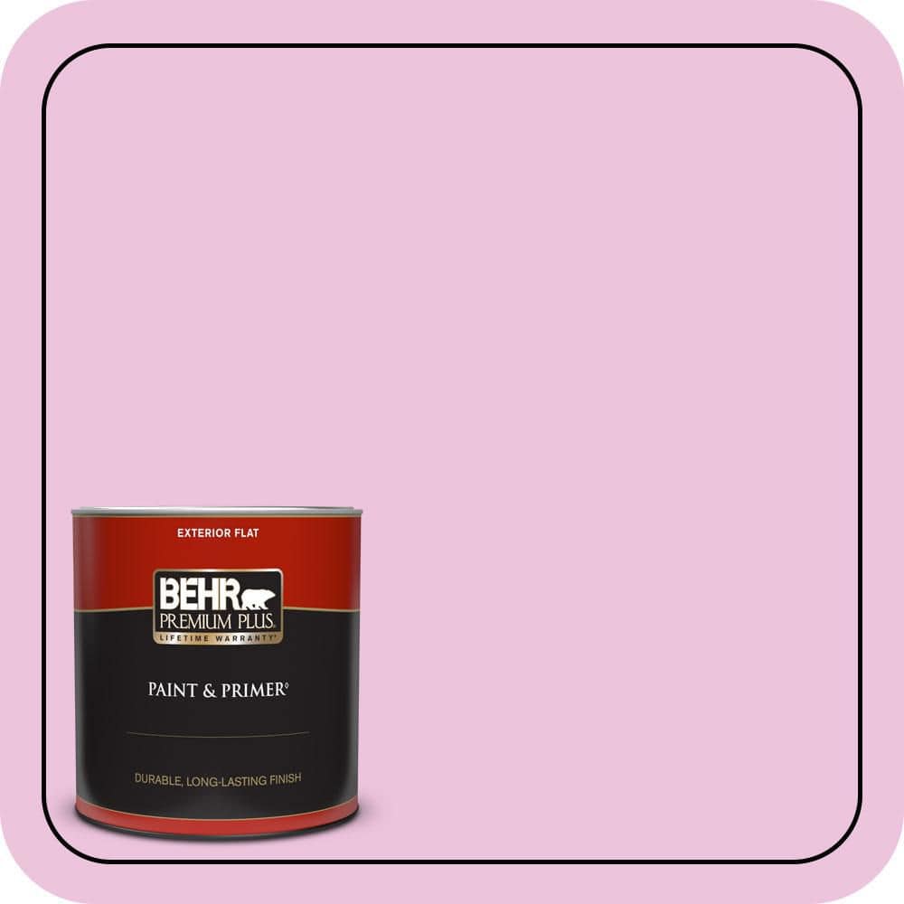 BEHR PREMIUM PLUS 1 qt. #680A-2 Sugar Sweet Flat Exterior Paint & Primer