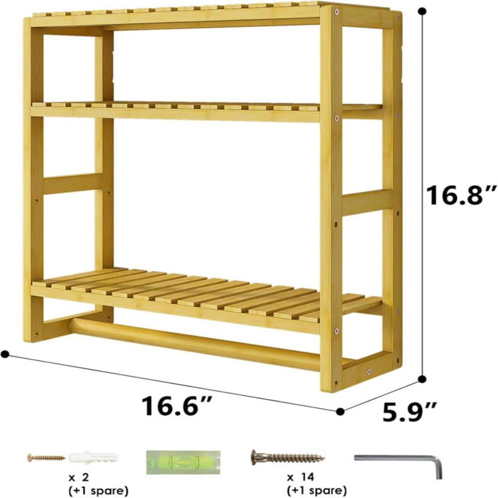 Whatseaso 16.6 in. W x 16.9 in. H x 6 in. D Yellow Over The Toilet Storage with Hanging Rod (2)