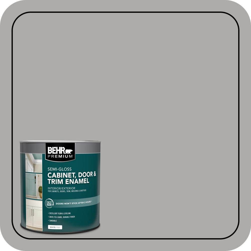 BEHR PREMIUM 1 qt. #MS-81 Crater Gray Semi-Gloss Enamel Interior/Exterior Cabinet, Door & Trim Paint