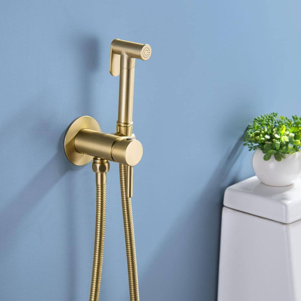 AIMADI Handheld Bidet Sprayer with Hose Single Handle Bidet Faucet Set Wall Mounted Brass Toilet Bidet Faucet in Brushed Gold (2)