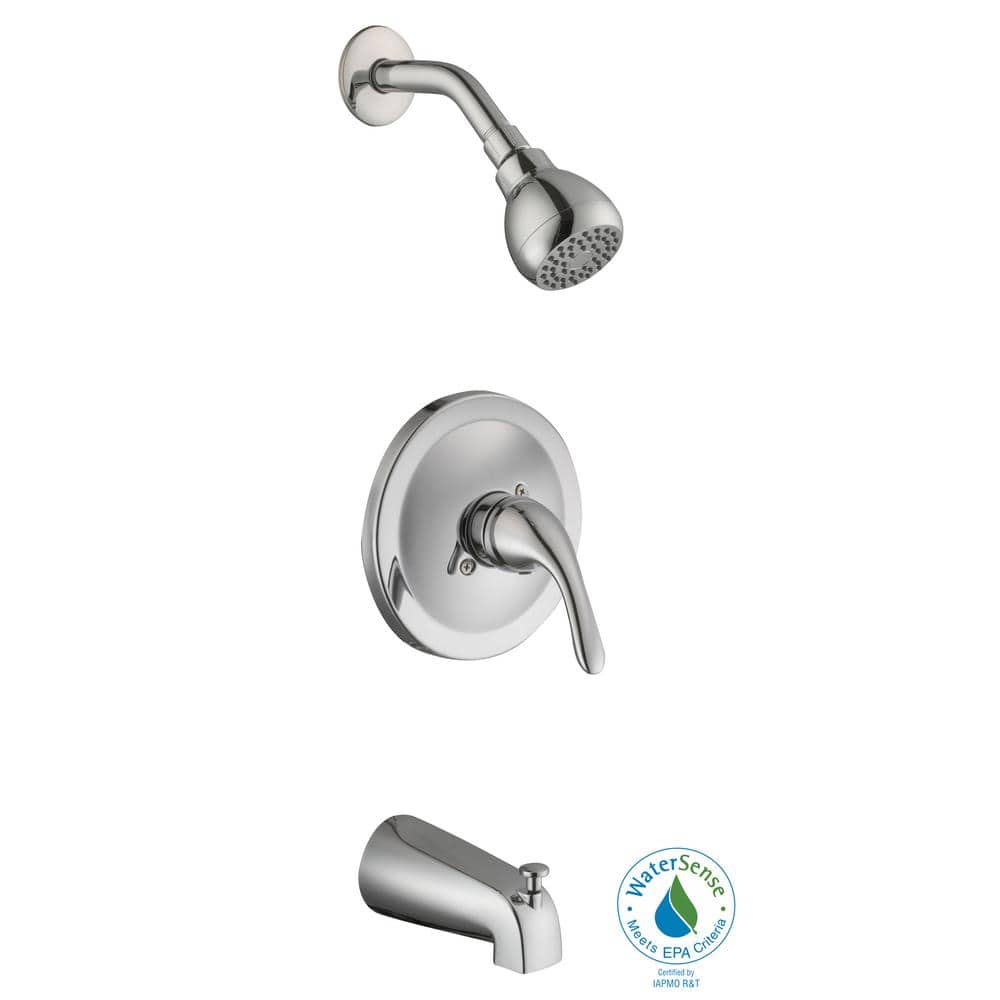 Glacier Bay Builders Single Handle 1-Spray Tub and Shower Faucet 1.8 GPM in Chrome (Valve Included) (1)
