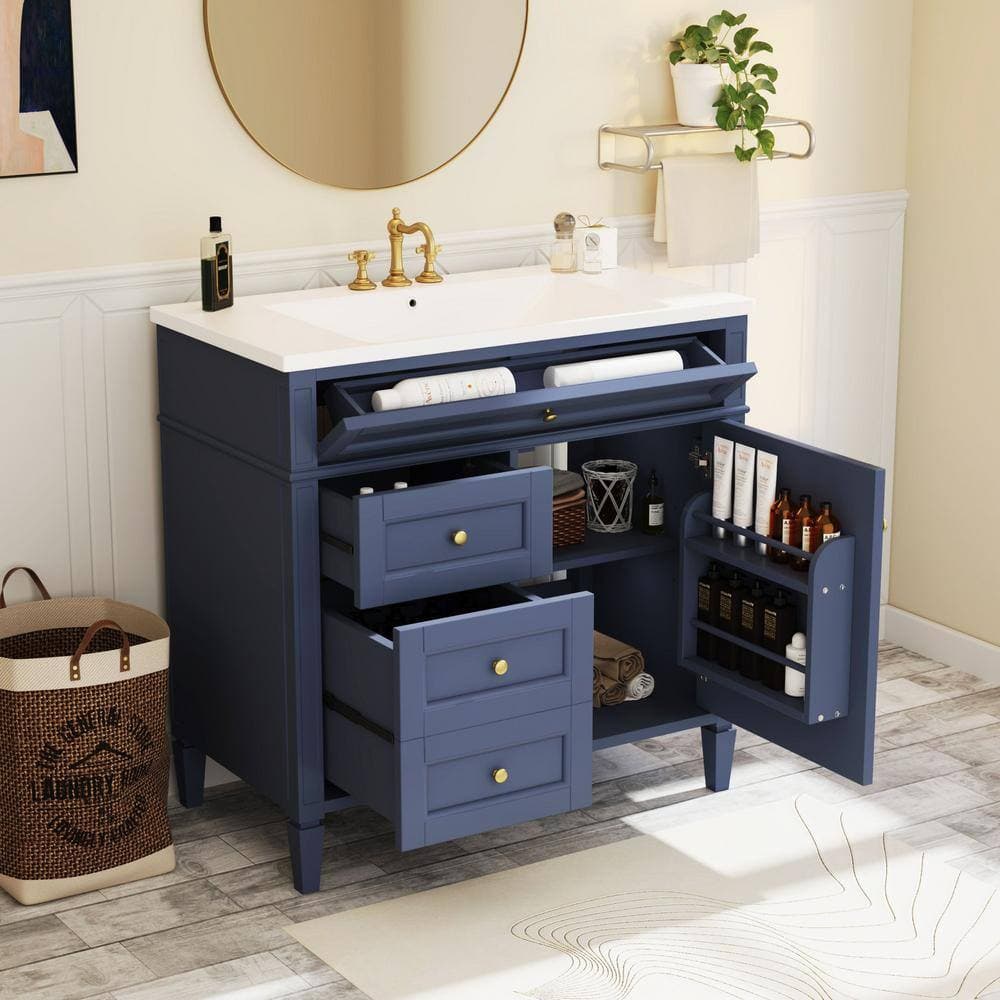EPOWP 36 in. W 18 in. D 33 in. H Bath Vanity Cabinet without Top with 2-Drawers and a Tip-out Drawer (2)