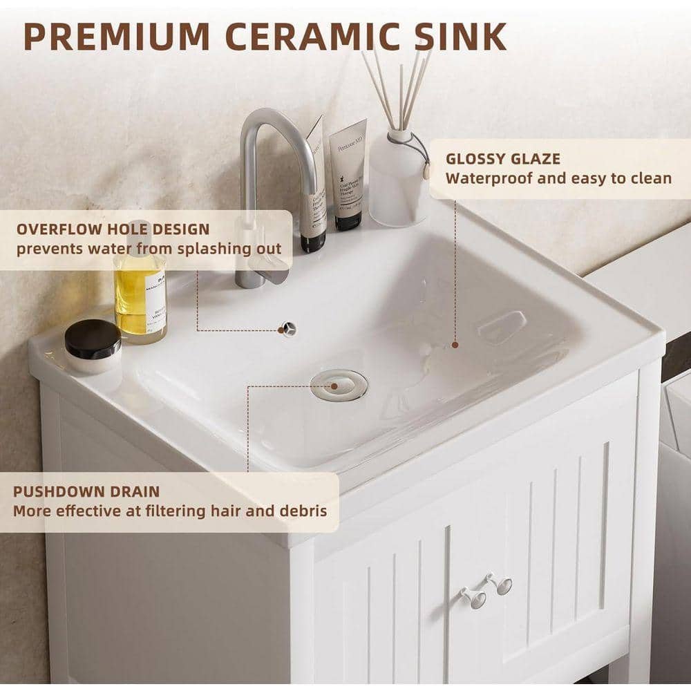 Whatseaso 23.6 in. Freestanding Console Sink Basin in White Vitreous China (3)