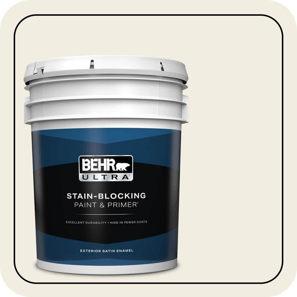 BEHR ULTRA 5 gal. Designer Collection #DC-012 White Stone Satin Enamel Exterior Paint with Primer