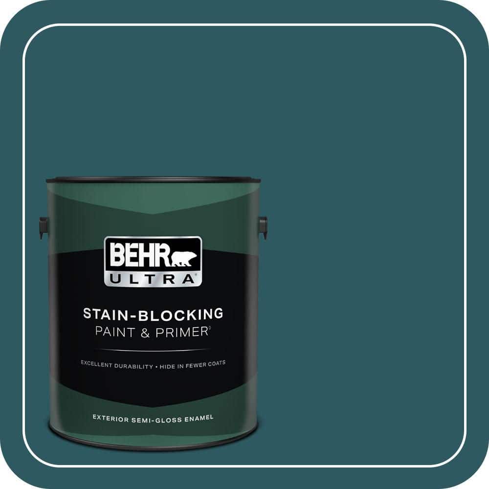 BEHR ULTRA 1 gal. #QE-47 Petro Blue Semi-Gloss Enamel Exterior Paint & Primer