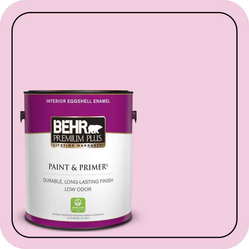 BEHR PREMIUM PLUS 1 gal. #P130-1 Piggy Bank Eggshell Enamel Low Odor Interior Paint & Primer (1)