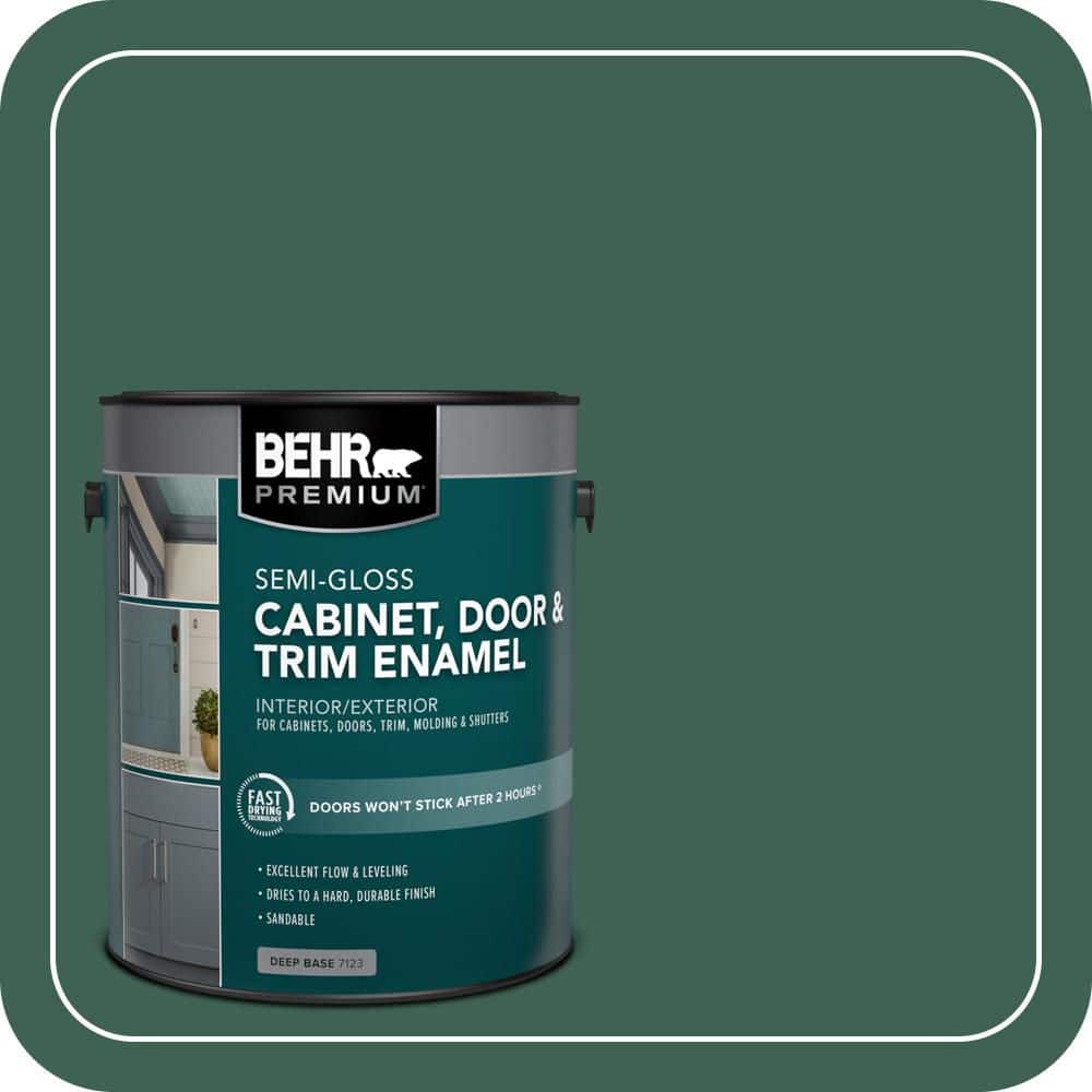 BEHR PREMIUM 1 gal. #M430-7 Green Agate Semi-Gloss Enamel Interior/Exterior Cabinet, Door & Trim Paint