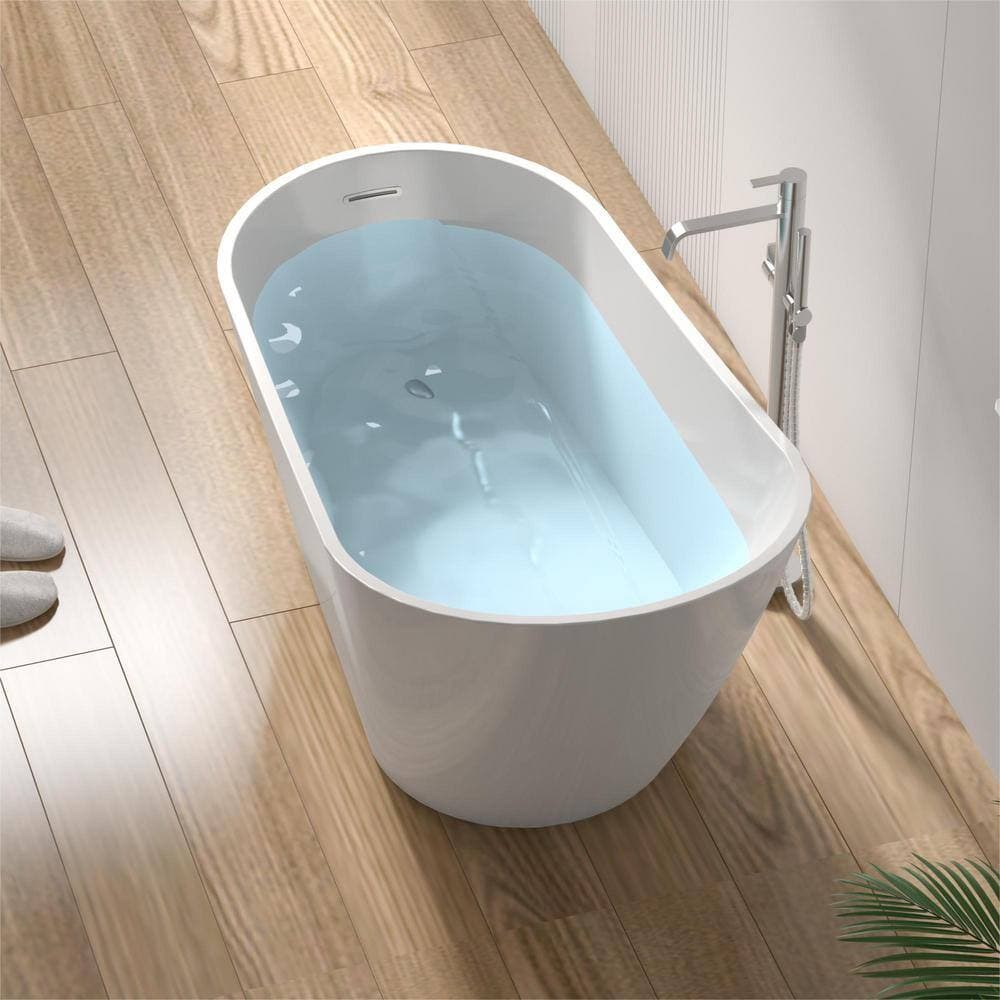 Abruzzo 30.71 in. Contemporary Soaking Tub Acrylic Freestanding Bathtub with Overflow and Drain (2)