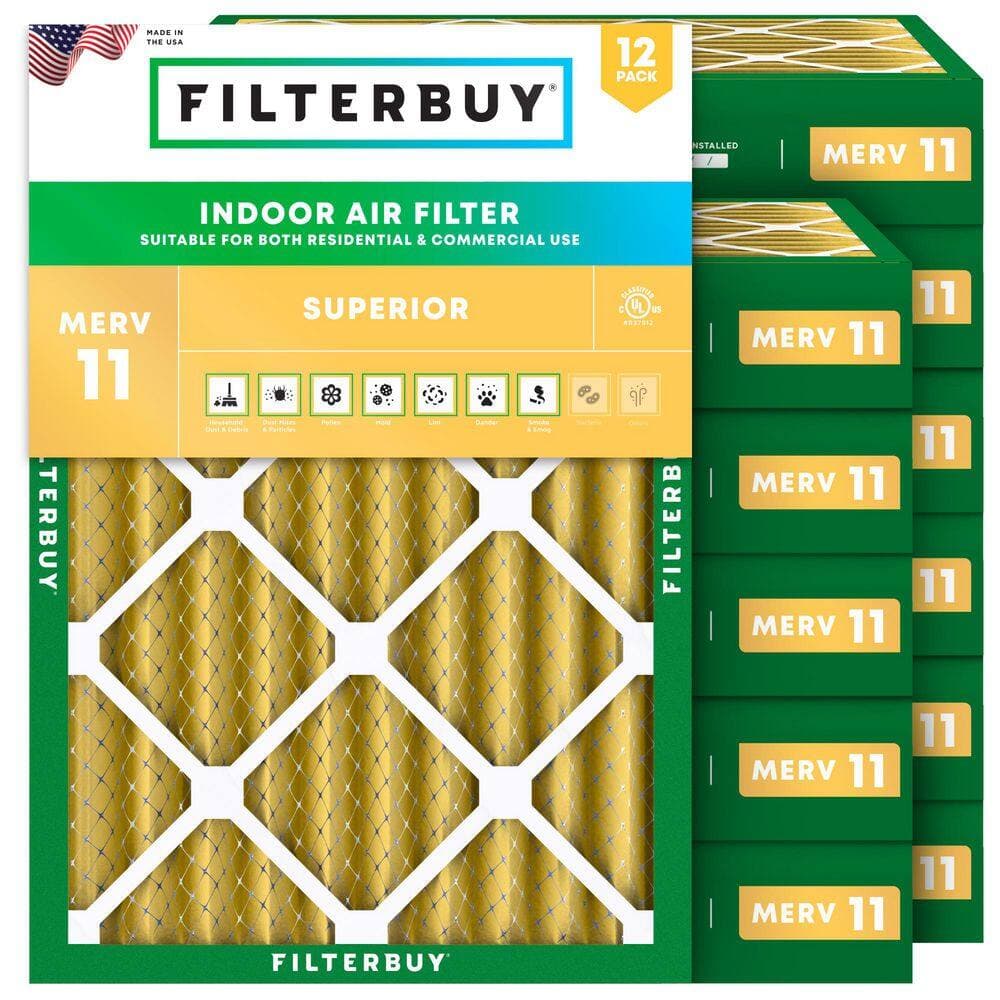 Filterbuy 12 in. x 16 in. x 4 in. MERV 11 (FPR 7) Allergen Defense Pleated HVAC AC Furnace Air Filters Replacement (12-Pack) (1)