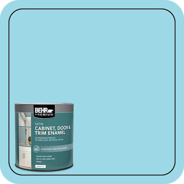 BEHR PREMIUM 1 qt. #P480-3 Cool Water Lake Satin Enamel Interior/Exterior Cabinet, Door & Trim Paint (2)