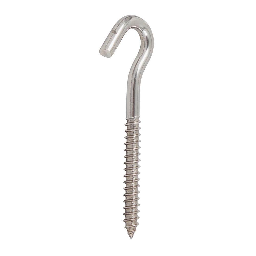 Everbilt 1/4 in. x 3-3/4 in. Lag Thread Screw Hook Stainless Steel (3)