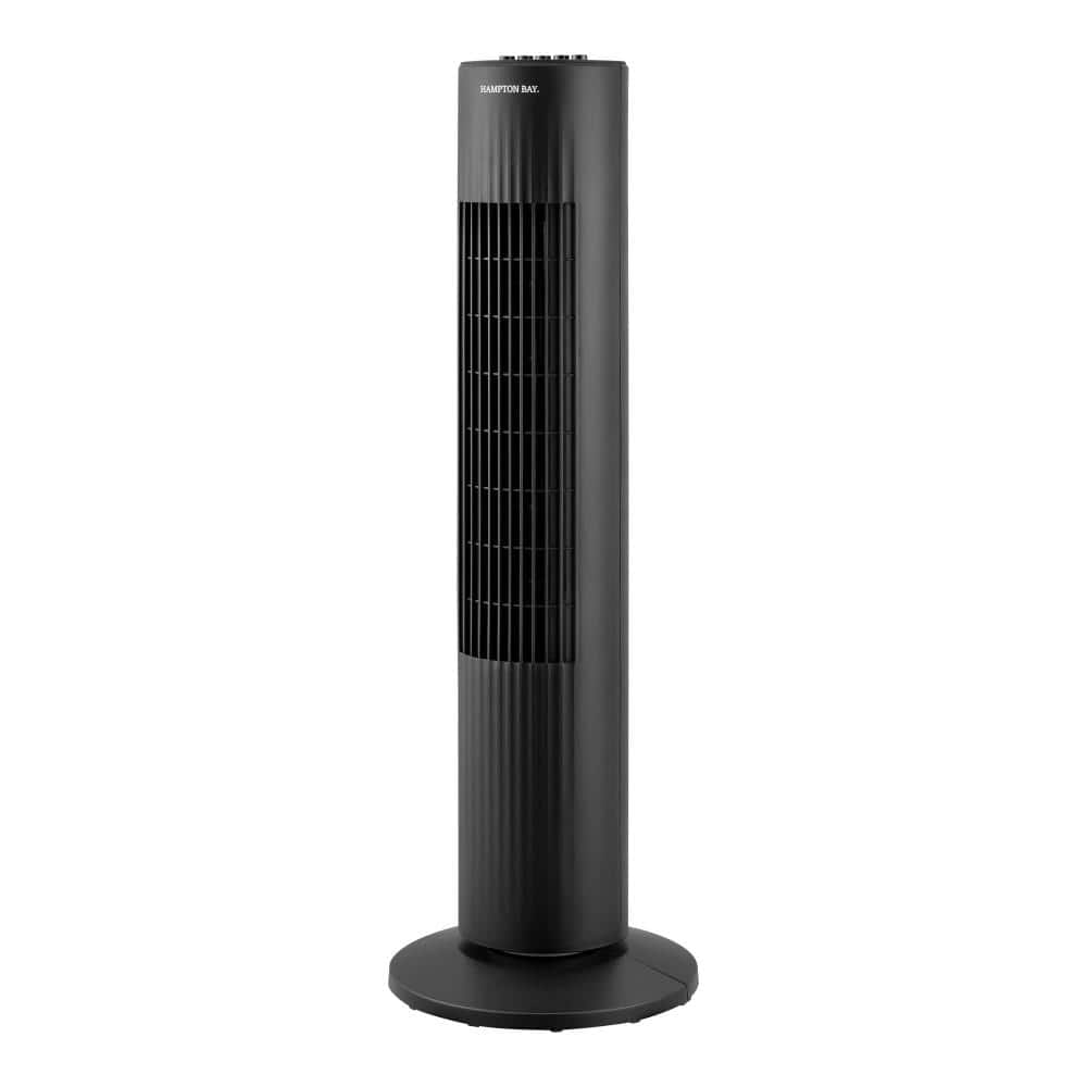 Hampton Bay 29 in. 3-Speed Oscillating Tower Fan in Black with Easy Carry Handle